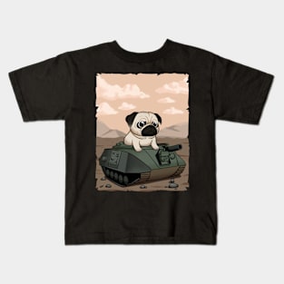 Pug Commander: Conquer the Battlefield with Tank Pug Kids T-Shirt